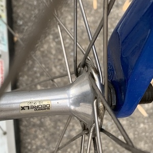 1990 Trek 820 Silver, gray or bare metal and Blue