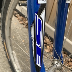 1990 Trek 820 Silver, gray or bare metal and Blue