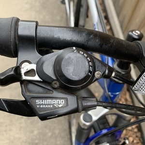 1990 Trek 820 Silver, gray or bare metal and Blue