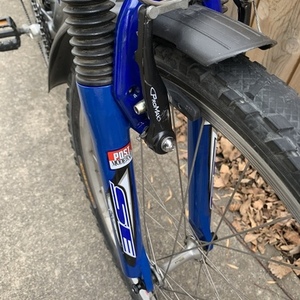 1990 Trek 820 Silver, gray or bare metal and Blue