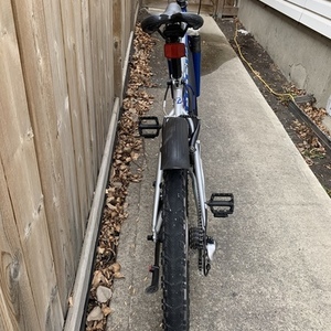1990 Trek 820 Silver, gray or bare metal and Blue