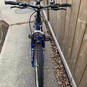 1990 Trek 820 Silver, gray or bare metal and Blue