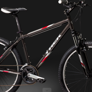 Trek 820 Black, Red, and Silver, gray or bare metal