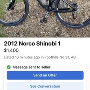 2012 Norco Bikes Shinobi 1 Black and Yellow or Gold