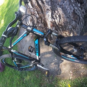 2018 Trek 21" Black, Stickers tape or other cover-up, and Blue