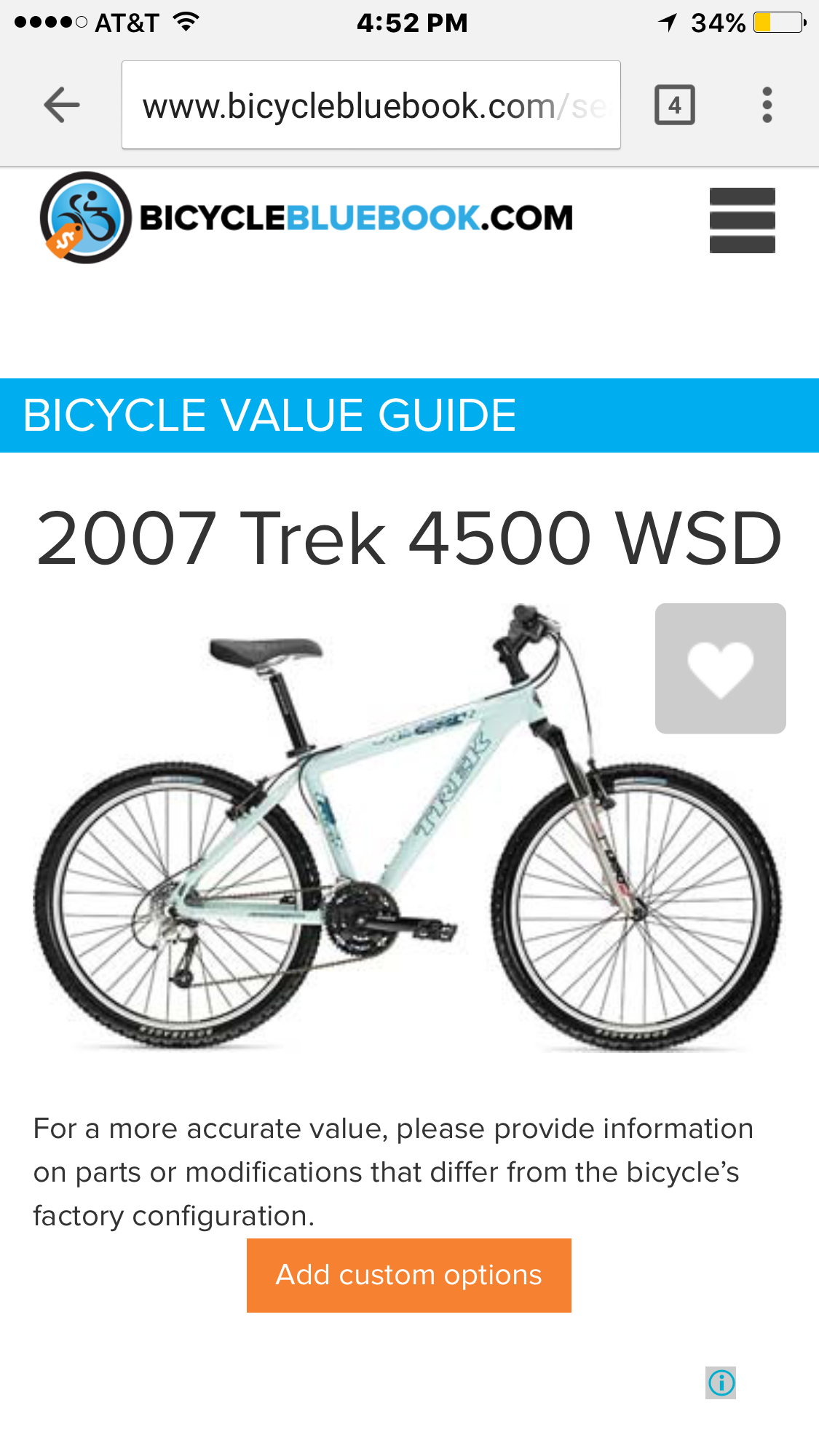 trek 4500 size chart