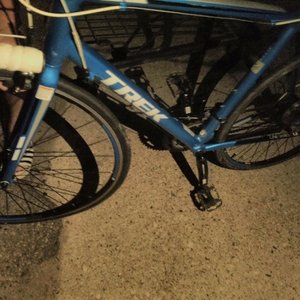 Trek 1.2 Blue, White, and Silver, gray or bare metal