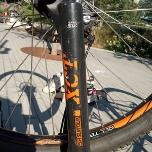 2016 GT Bicycles Mountain bike Silver, gray or bare metal, Blue, and Orange