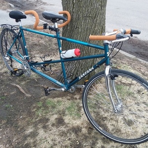 Santana Cycles Arriva tandem Teal and Silver, gray or bare metal