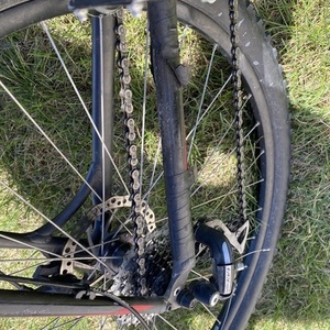 2015 Specialized Hardrock Disc 29 Silver, gray or bare metal and Red