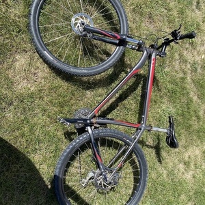 2015 Specialized Hardrock Disc 29 Silver, gray or bare metal and Red