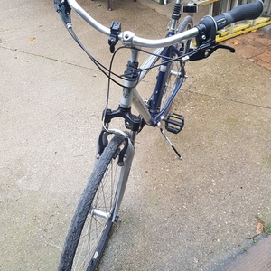 2011 Trek 7100 Blue and Silver, gray or bare metal