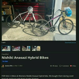 Nishiki Anasazi - 15" Silver, gray or bare metal, Pink, and Purple
