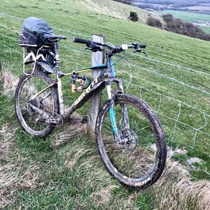 2017 Giant Fathom 29 1 Black, Blue, and Yellow or Gold