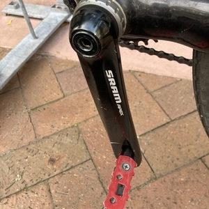 Custom Build, Neon yellow handlebar wrap, red pedals Carbon Black