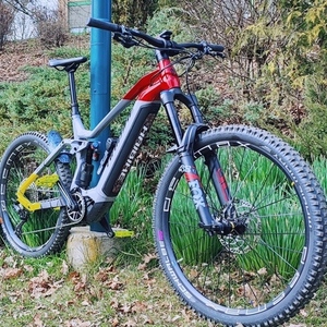 2023 Haibike Nduro 7 Red and Silver, gray or bare metal