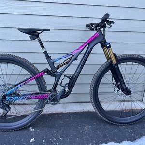 2022 Specialized Specialized S-Works Stumpjumper FSR Black, Stickers tape or other cover-up, and ...
