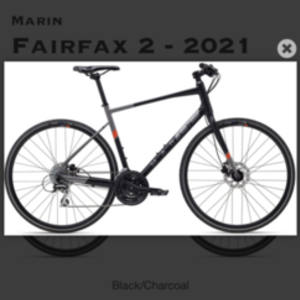 2021 Marin Bikes Fairfax 2 Black and Silver, gray or bare metal