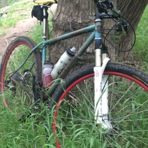 True Fabrication Rat Rod- custom steel hardtail 29er Teal and Stickers tape or other cover-up