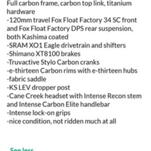 2021 Intense Sniper T Silver, gray or bare metal