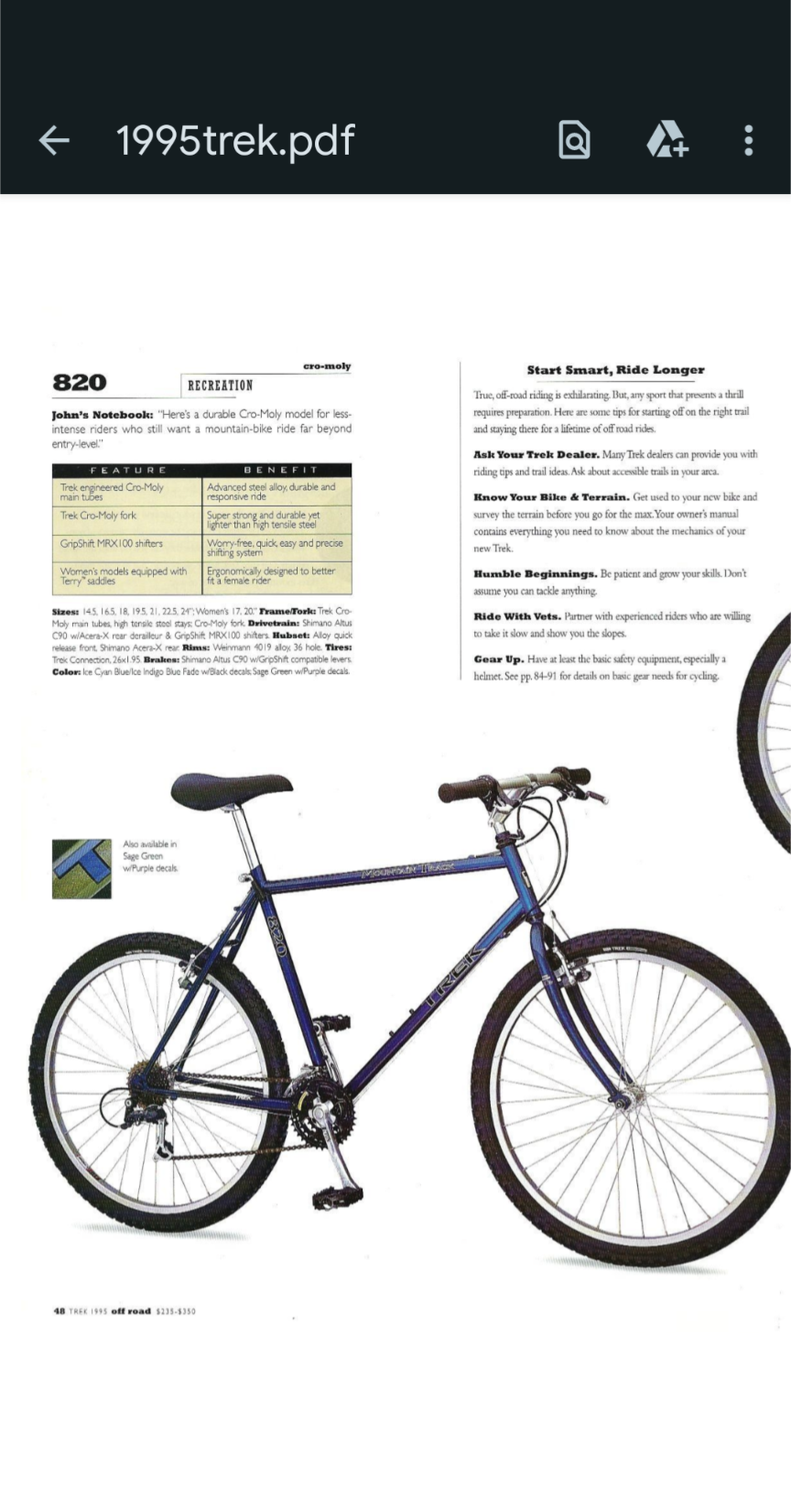 1995 Trek Mountain Track 820