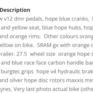 2018 Santa Cruz Carbon Fibre Silver, gray or bare metal, Orange, and Yellow or Gold