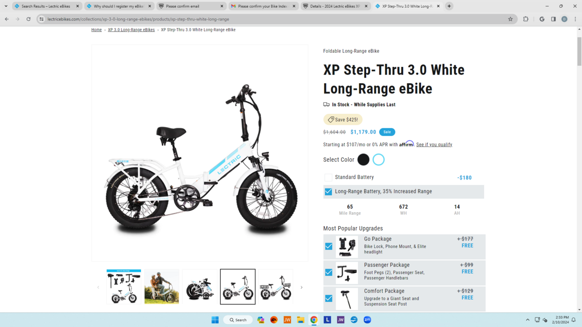 2024 Lectric eBikes XP StepThru 3.0