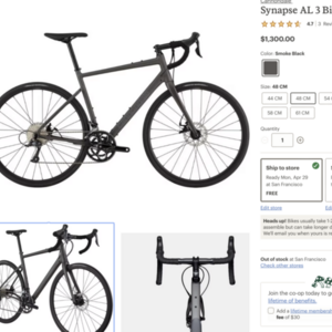 2024 Cannondale Synapse 3 Silver, gray or bare metal