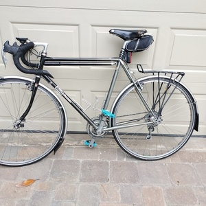 1993 Stan Johnson Custom touring bike made for Don Keenan Silver, gray or bare metal