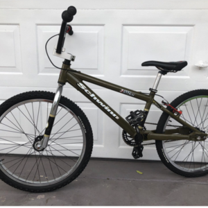 1998 Schwinn Schwinn 3 Pro Stock 24” BMX Bike Green, Red, and Silver, gray or bare metal