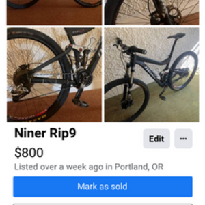 2009 Niner Rip 9 Black