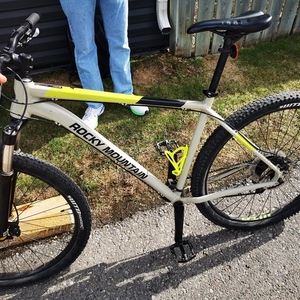 2019 Rocky Mountain Bicycles Fusion 30 Silver, gray or bare metal, Green, and Black