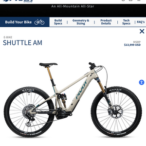 2024 Pivot SHUTTLE AM Pro White, Teal, and Yellow or Gold