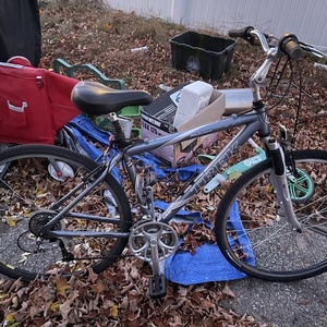 2003 Trek 7300 Silver, gray or bare metal and Blue