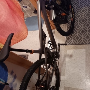 Yeti Downhill full suspension Silver, gray or bare metal, Orange, and Black
