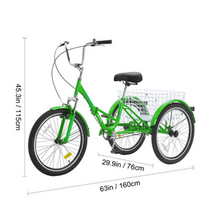 Vevor KFFKFF Collapsible Adult Three-Wheele... tricycle Green