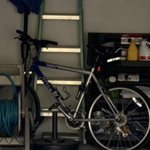 2001 Trek 820 Silver, gray or bare metal and Blue