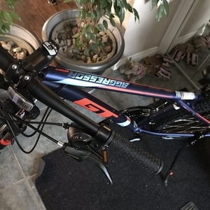 2018 GT Bicycles Black, Blue, and Red