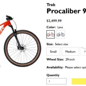 2025 Trek Procaliber 9.5 Gen 3 Red and Yellow or Gold