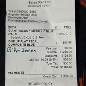 2025 Giant Talon 1 Blue