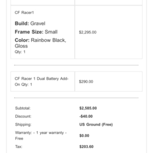 2025 Ride1Up CF Racer Black