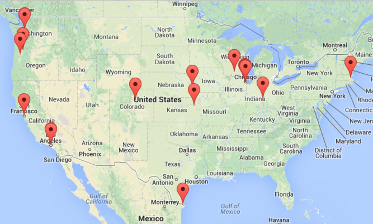 Map of shops partnered with Bike Index