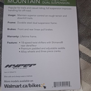 2025 Hyper Mountain wheel size 27.5 dual suspension Black