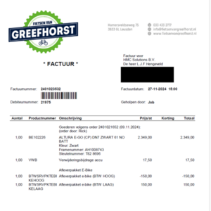 2024 Batavus ALTURA E-GO (CP) DN7 ZWART 61 Black