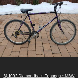 1992 Diamondback Topanga Black, Purple, and Stickers tape or other cover-up